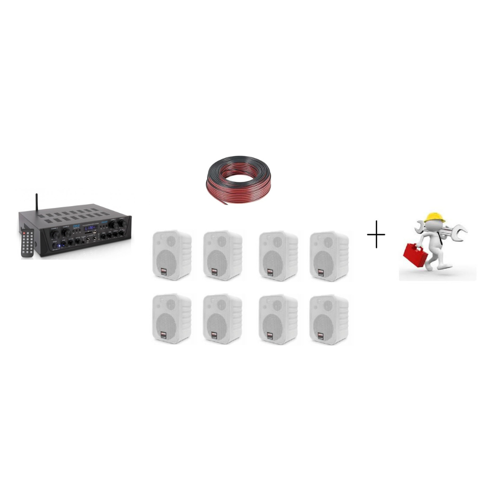 Kit de Musica Ambiental 8 Parlantes Instalado
