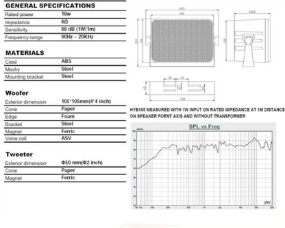 Par Parlante Mural Home av HYB105 100v /8 ohms