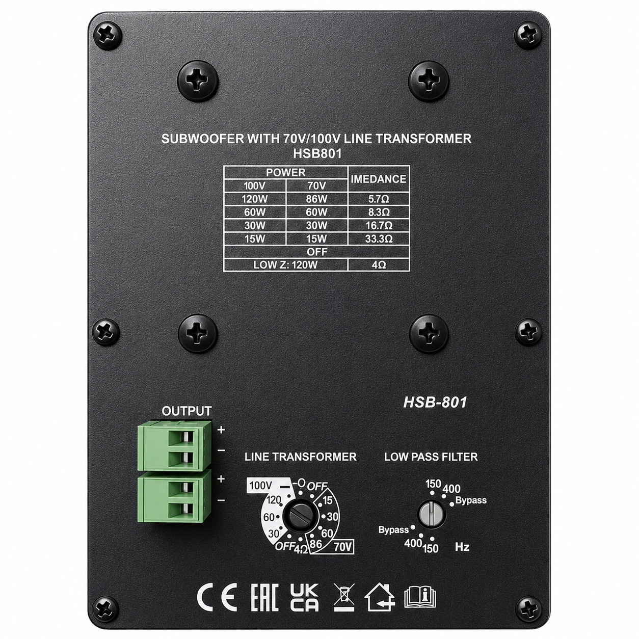 Subwoofer Pasivo HSB801 8” 120W para Línea 100V