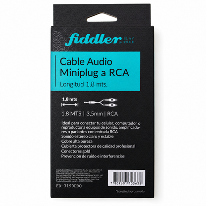 Set 10u Cable Audio Y Mini Jack (3.5mm) A Rca 1.8mts Fiddler