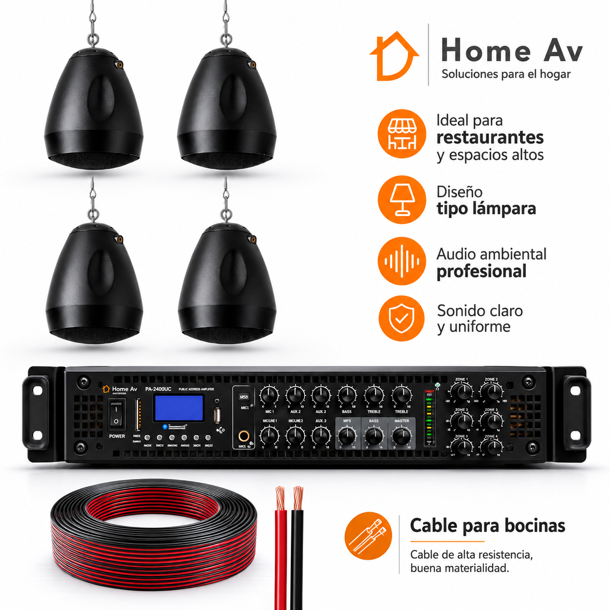 Kit 4 Parlantes Ambientales Colgantes