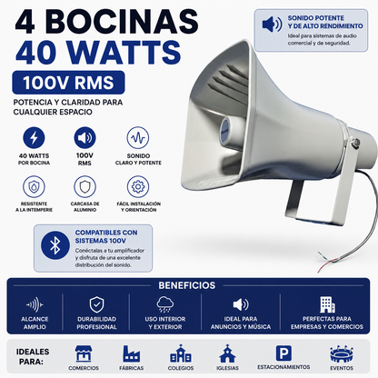 Kit Megafonía 4 Bocinas