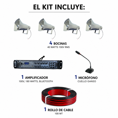 Kit Megafonía 4 Bocinas