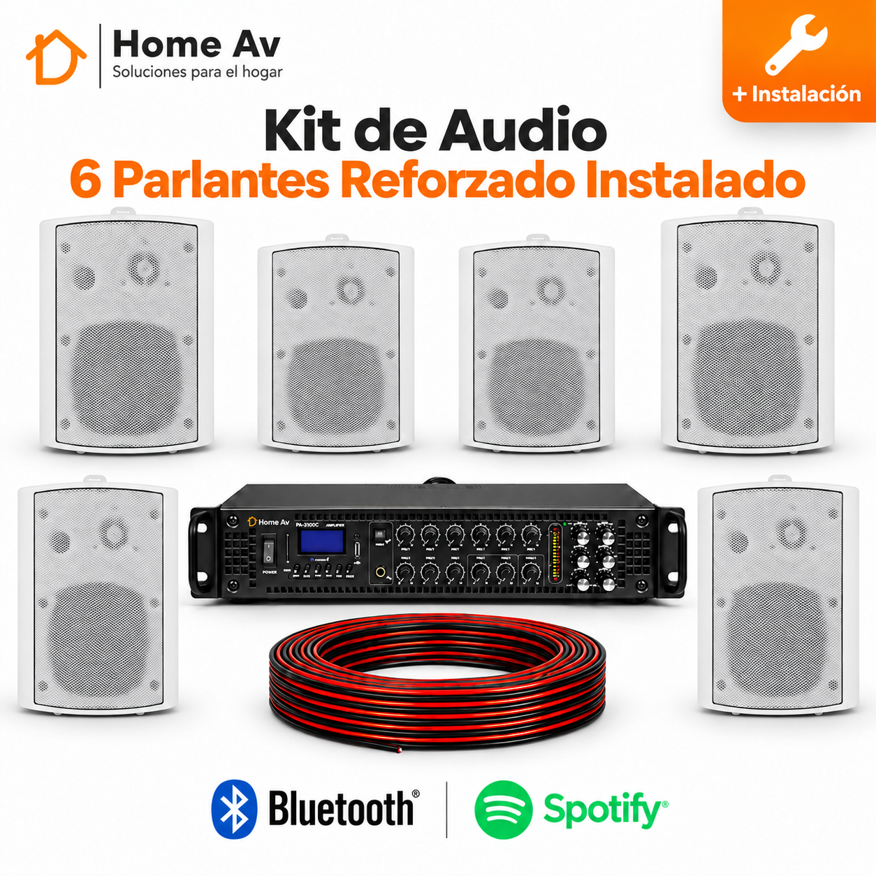 Kit Música Ambiental 6 Parlantes Reforzado Instalado