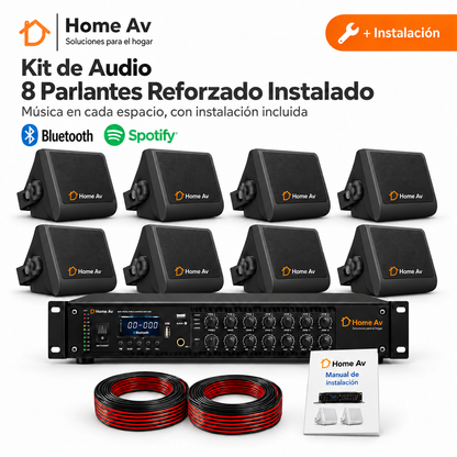 Kit Música Ambiental 8 Parlantes Reforzado Instalado