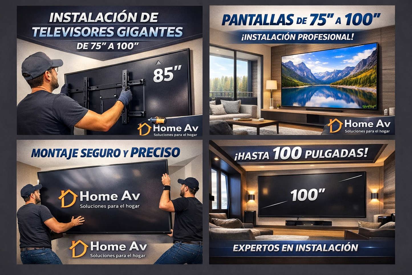 Instalación de televisores gigantes con soporte incluido