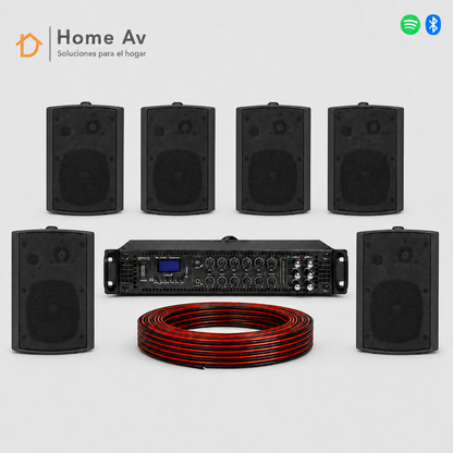 Kit Música Ambiental 6 Parlantes Reforzado