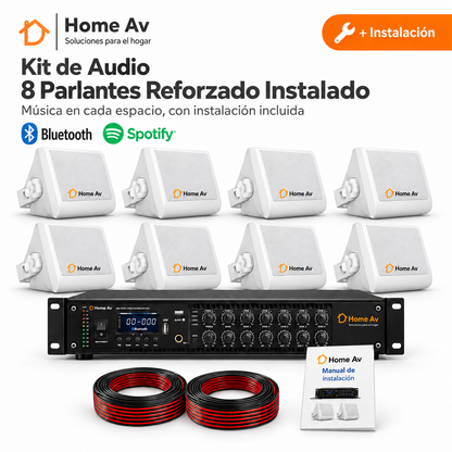 Kit Música Ambiental 8 Parlantes Reforzado Instalado