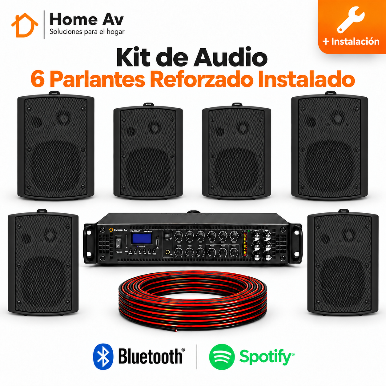 Kit Música Ambiental 6 Parlantes Reforzado Instalado