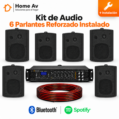 Kit Música Ambiental 6 Parlantes Reforzado Instalado