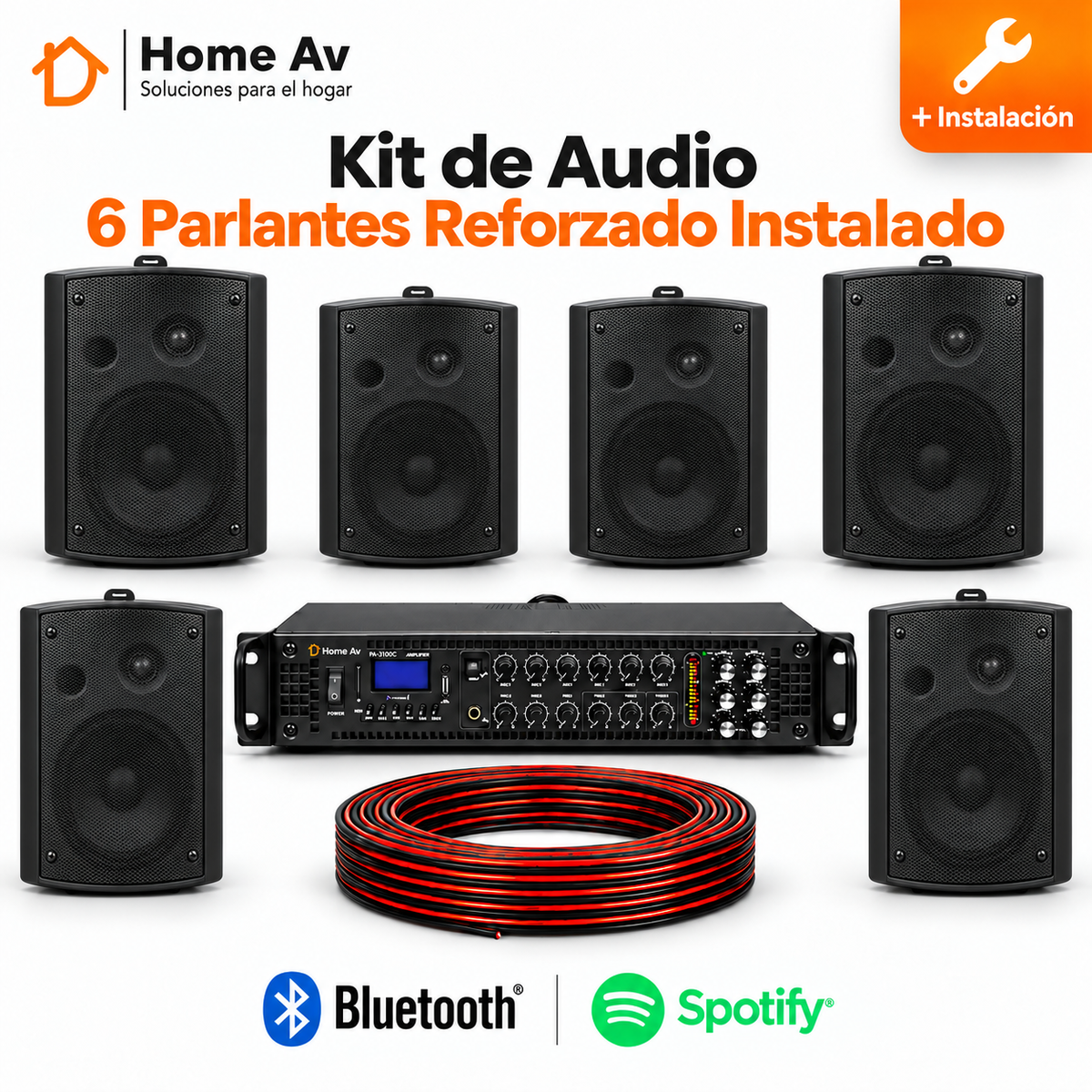 Kit Música Ambiental 6 Parlantes Reforzado Instalado