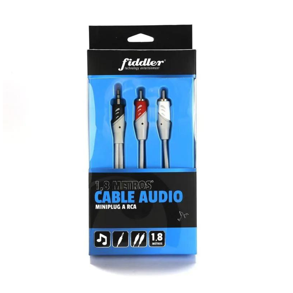 CABLE AUDIO PLUG 3.5 ST A 2 PLUG RCA. 3 MTS