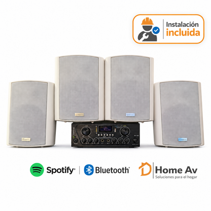 Kit Música Ambiental 4 Parlantes Reforzado Instalado