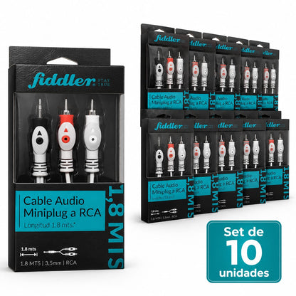 Set 10u Cable Audio Y Mini Jack (3.5mm) A Rca 1.8mts Fiddler