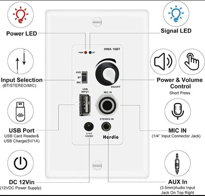 Amplificador Mural Herdio HWA-16BT