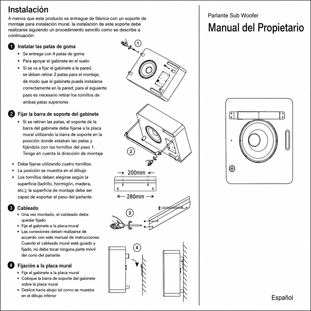 Subwoofer Pasivo HSB801 8” 120W para Línea 100V