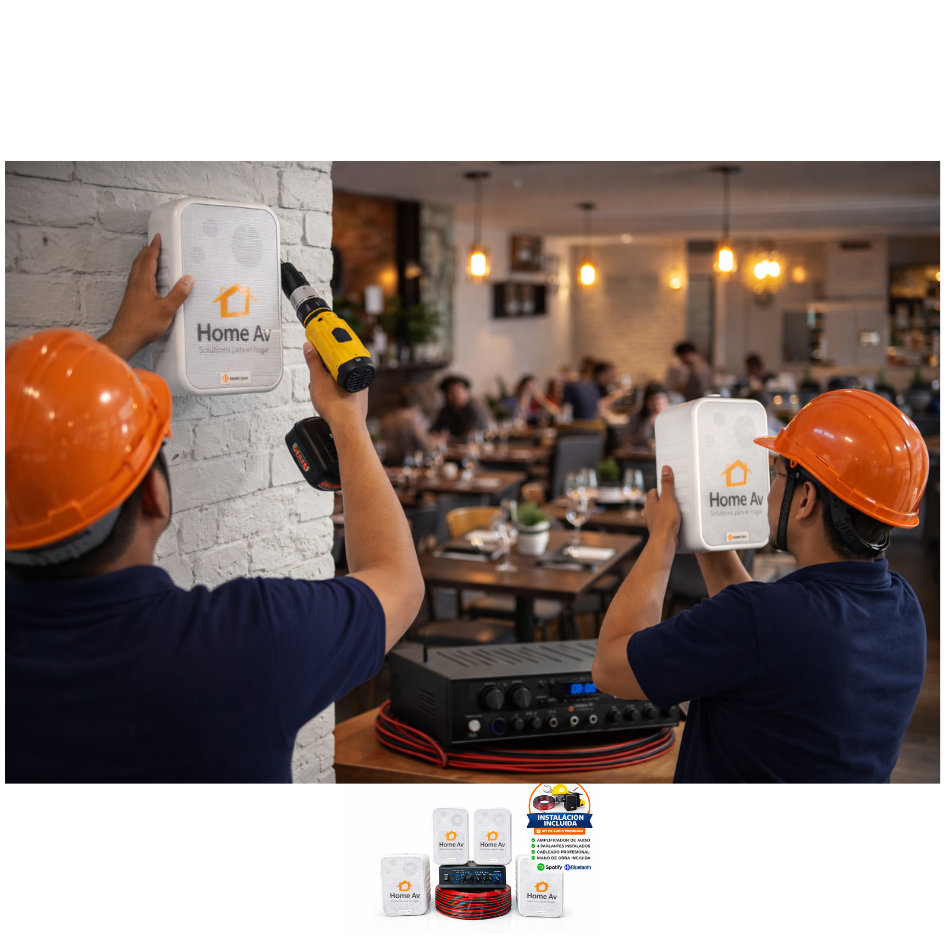 Kit de Musica Ambiental 4 Parlantes Instalado